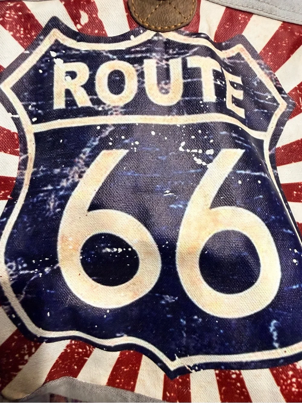 Canvas & leather Route 66 Backpack -Gray made w/all recycled material